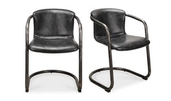 Freeman Dining Chair Onyx Black Leather - Set Of Two