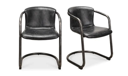 Freeman Dining Chair Onyx Black Leather - Set Of Two