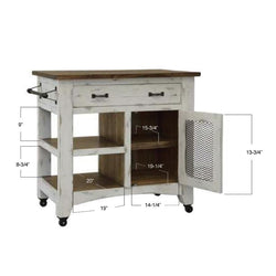 Pueblo White Kitchen Island 39.25"