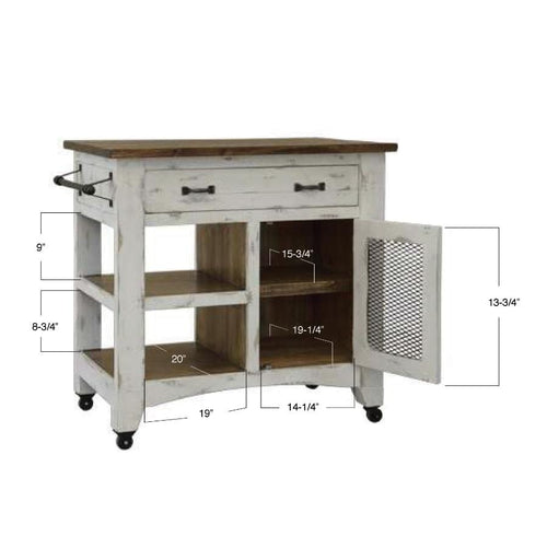 Pueblo White Kitchen Island 39.25"