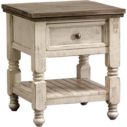 Stone Square End Table with Storage