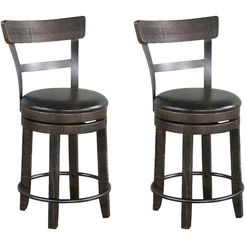 Tobacco Leaf Counter Stool 24" With Back - 2 Pack