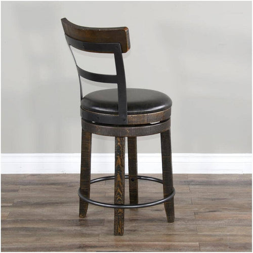 Tobacco Leaf Counter Stool 24" With Back - 2 Pack