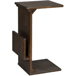 Tobacco Leaf Square Chairside Table with Magazine Rack