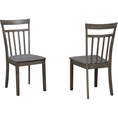 Grey Wood Side Chairs with Upholstered Linen Seat - 2 Pack