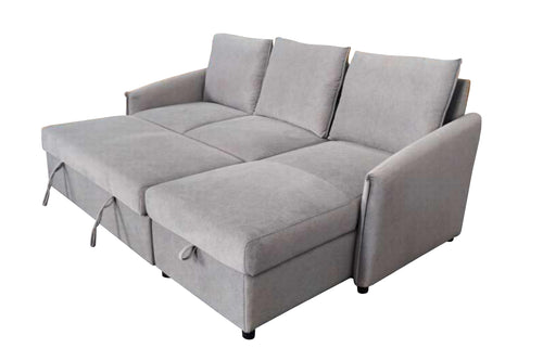 Leo Reversible Sleeper Sectional with Storage Chaise – Grey