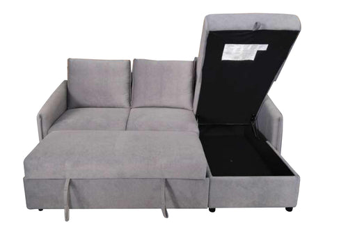 Leo Reversible Sleeper Sectional with Storage Chaise – Grey