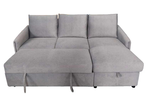 Leo Reversible Sleeper Sectional with Storage Chaise – Grey