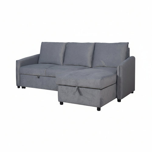 Leo Reversible Sleeper Sectional with Storage Chaise – Grey
