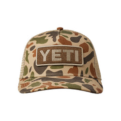 Yeti Logo Full Camo Trucker Hat Brown