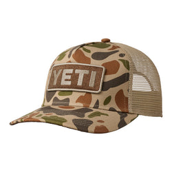 Yeti Logo Full Camo Trucker Hat Brown