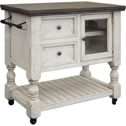 Stone Kitchen Island 39.25" - Weathered White