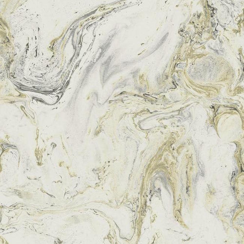 Oil & Marble Wallpaper - White/gold